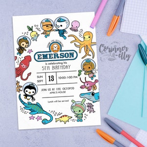 Faire-part d&#39;anniversaire Octonautes : Invitation à une fête sous la mer (fichier numérique)