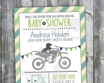 Motocross Baby Shower Invitation | Dirt Bike Open House Shower Invite | Motorbike Baby Shower | Motorcycle Party Invitation | Digital File