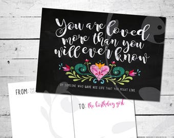 Relief Society Birthday Postcard | LDS Birthday Card | Modern Calligraphy | Colorful Floral Design | Chalkboard Lettering | Digital Files