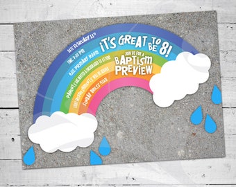 It's Great to Be 8 Invitation | Rainbow Baptism Preview Invite | LDS Primary Children Printable | Eight is Great Formal Event | Digital File