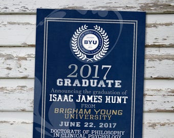 Brigham Young University Graduation Announcement | BYU Graduate Invitation | College Graduation | Commencement & Convocation | Digital File