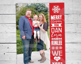 We Love You Christmas Card | Bold Snowflake Greeting Card | Christmas Family Photo Card | Monochromatic Holiday Card | Digital File