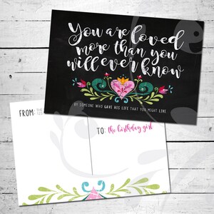 FHV-Geburtstag-Postkarte | LDS Geburtstagskarte | Moderne Kalligraphie | Bunte Blumen-Design | Tafel Schriftzug | Digitale Dateien
