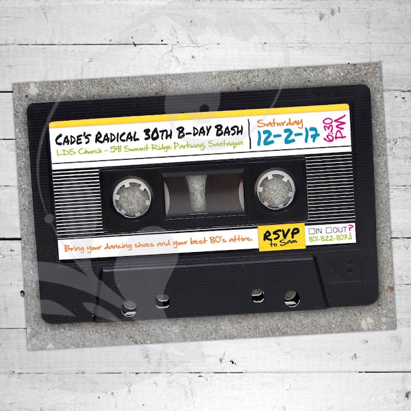 80er oder 90er Mixtape Party Einladung | Kassettenband 30. Geburtstag Party Einladung | Retro Tanzparty | 80er Jahre Musik Nacht | Digitale Datei