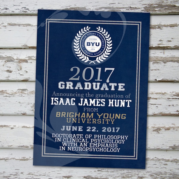 Brigham Young University Graduation Announcement | BYU Graduate Invitation | College Graduation | Commencement & Convocation | Digital File