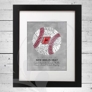 Custom Baseball Team Roster Word Art: Coach Thank You Gift (Digital File)