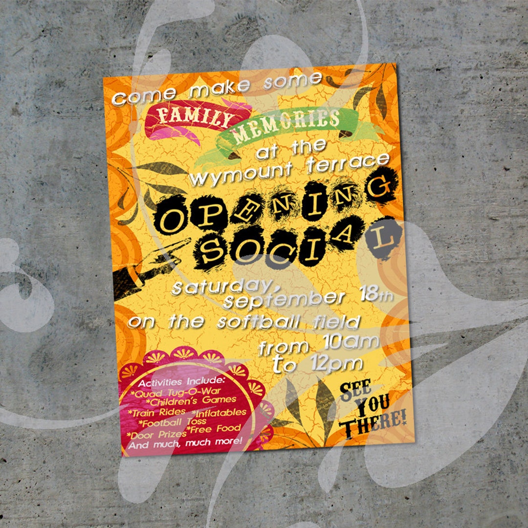 Community Party Flyer | Social Event Invitation | Custom 4.25