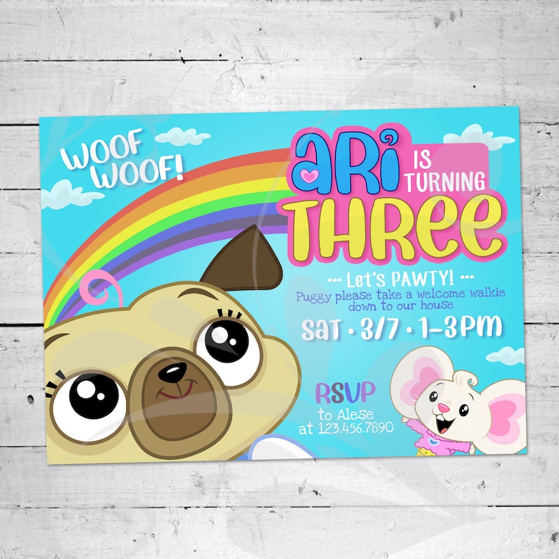 Chip and Potato Birthday Party Invitation Pug Birthday Invite 3rd Birthday Pawty Invitation Chip & Potato B-day Party Digital File image 1