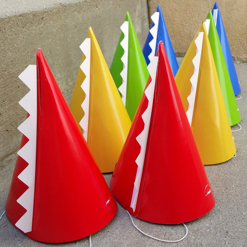 Dinosaur Cone Hats Birthday Party Hats Colorful Dinosaur - Etsy