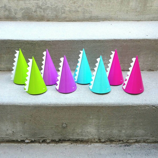 Dinosaur Birthday Hats | Birthday Party Hats | Colorful Dinosaur Cone Hats with Spikes | Pastel Birthday Party Favors | Party Decorations