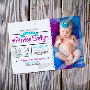 LDS Baby Blessing Invitation: Feminine Birth Announcement (Digital File)