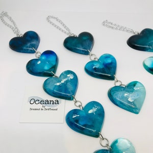 Blue 'Oceana' Heart Garland: Coastal Wall Hanging