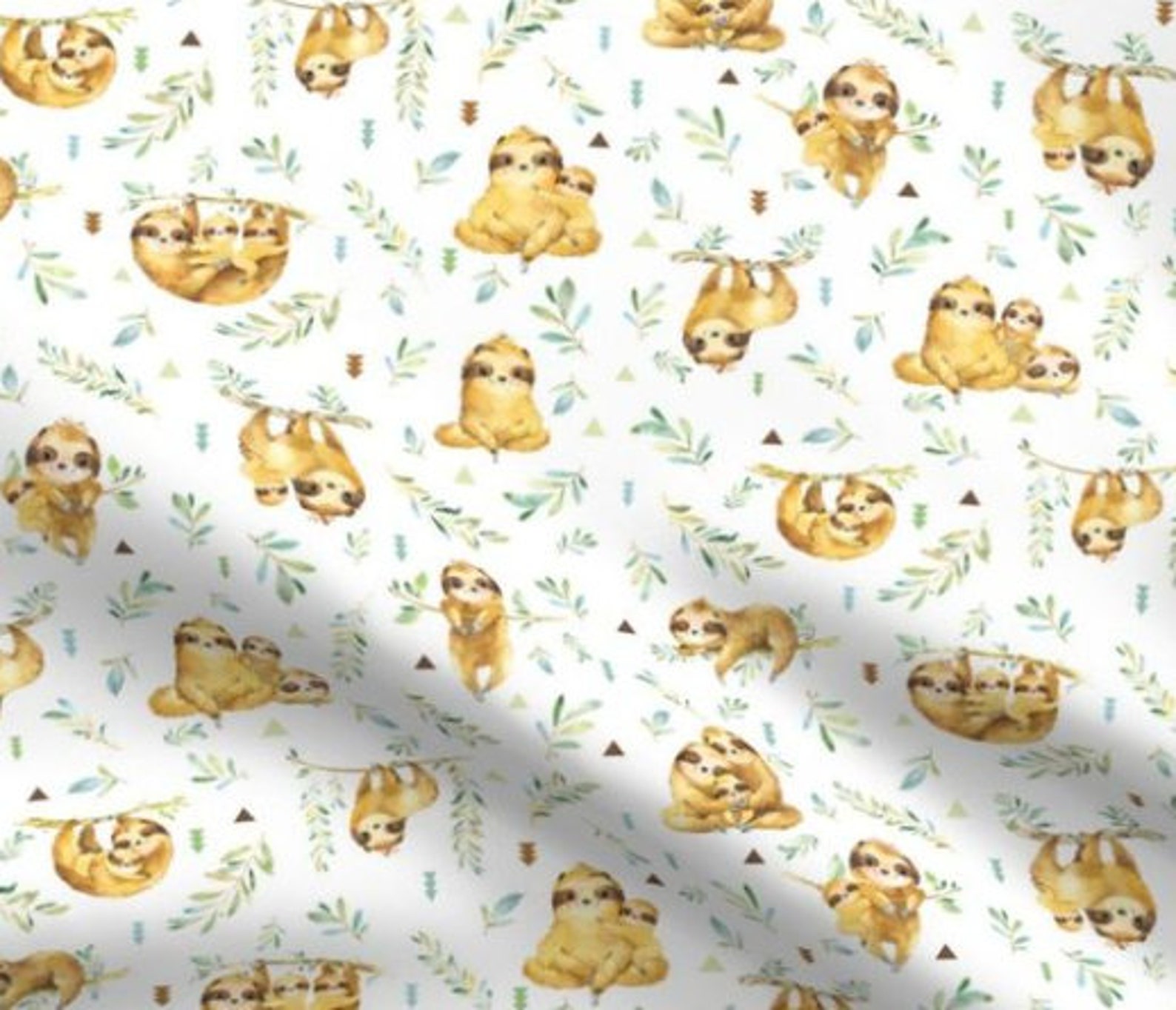 Sloth Fabric by the Yard Baby Sloth Cotton Fabric Sloth | Etsy
