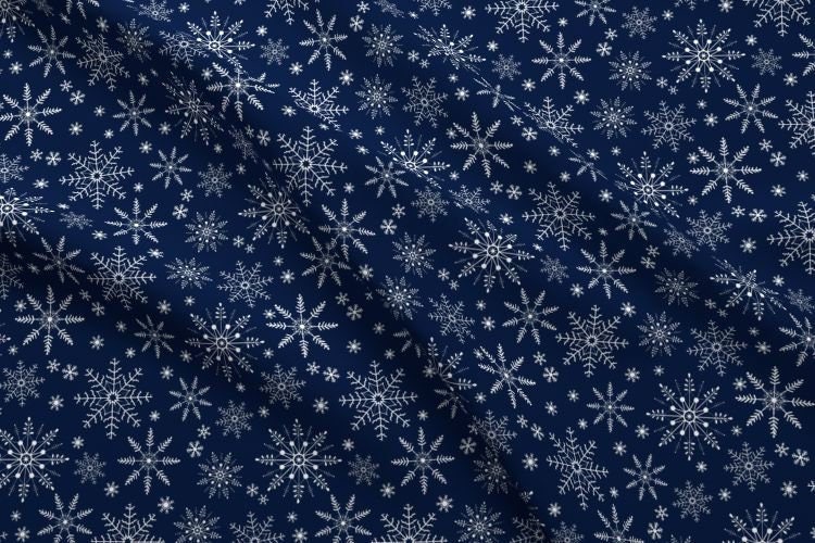 Navy Winter Quilting Fabric Snowflakes Fabric Winter Fabric Etsy