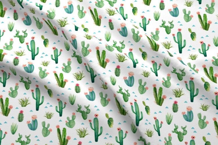 Cactus Garden Fabric by the Yard Desert Floral Fabric Cactus Etsy