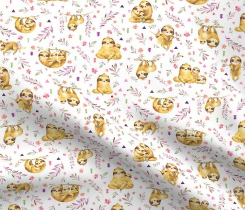 Sloth Fabric by the Yard Baby Sloth Cotton Fabric Sloth | Etsy