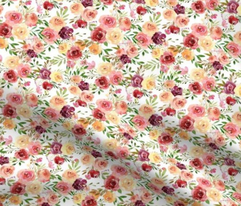 Summer Delight Floral Quilting Fabric by the Yard Watercolor Etsy