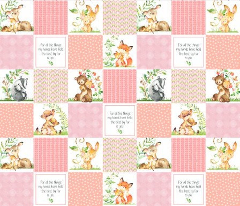 Baby Girl Quilt Panel Patchwork Nursery Quilt Fabric by the Etsy