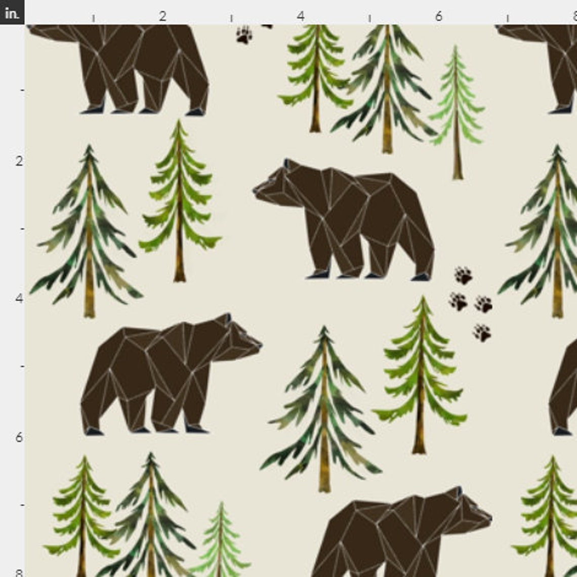 Forest Bear Nursery Fabric Bears Quilting Fabric by the Yard Etsy