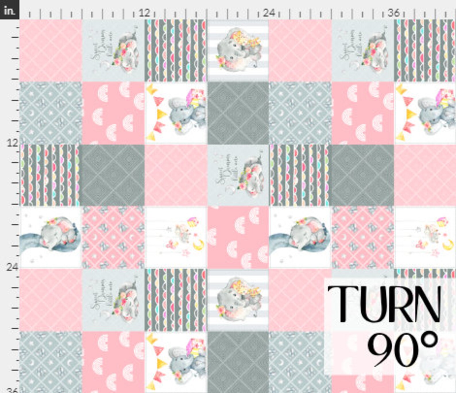 Pink Elephant Quilt Fabric by the Yard Baby Girl Elephant Etsy