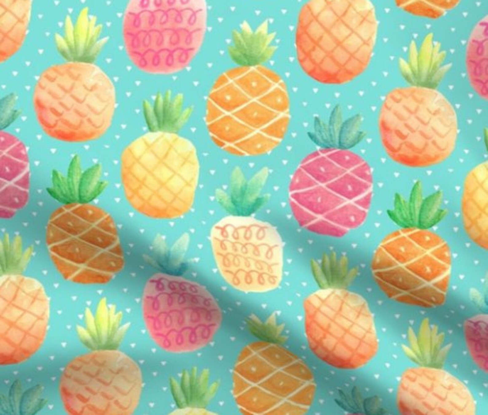 Large Pineapples Fabric by the Yard Aloha Blue Trendy Fabric Etsy