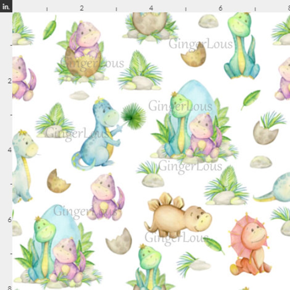 Dinosaur Fabric by the Yard Baby Dinosaurs Cotton Fabric Etsy