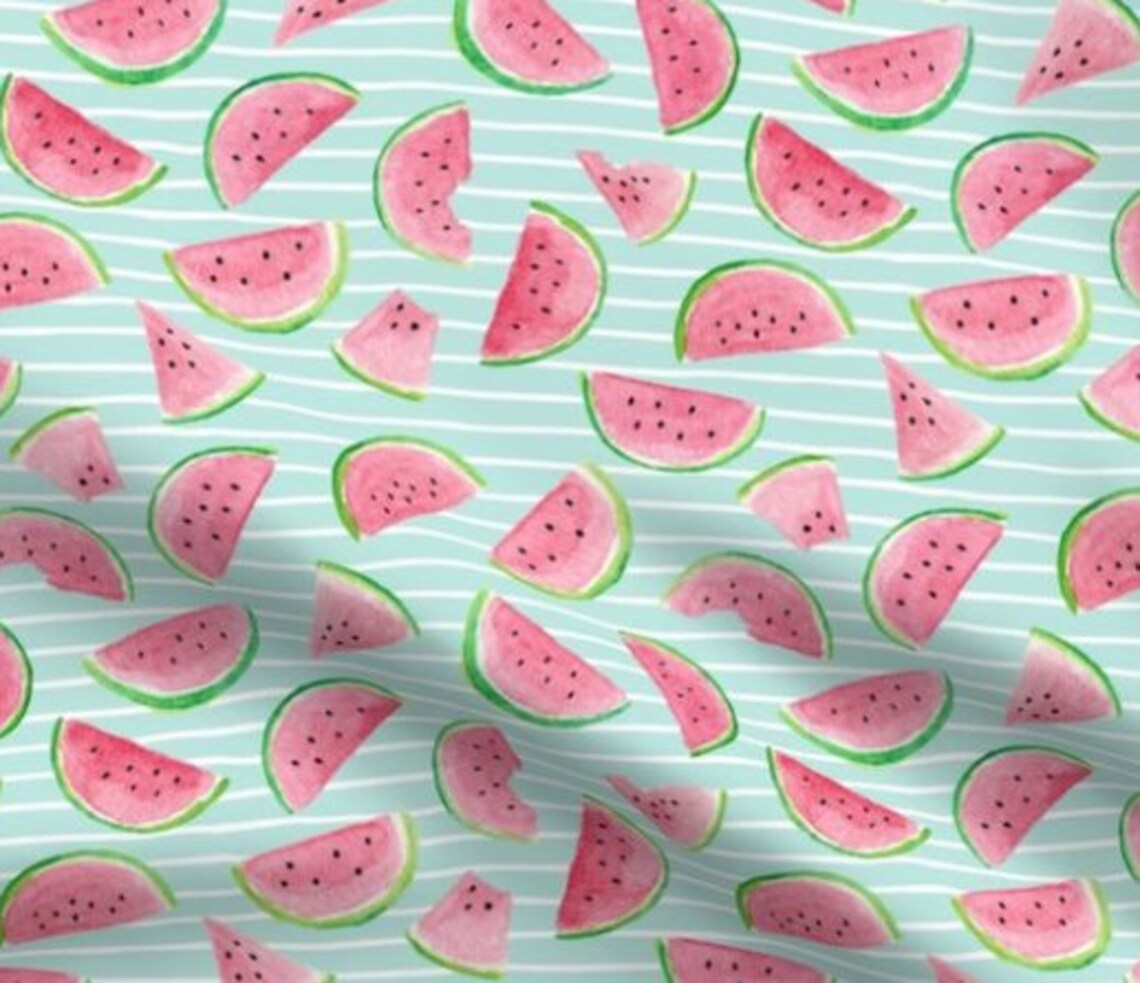 Watercolor Watermelon Fabric by the Yard Summer Fruit Fabric Etsy