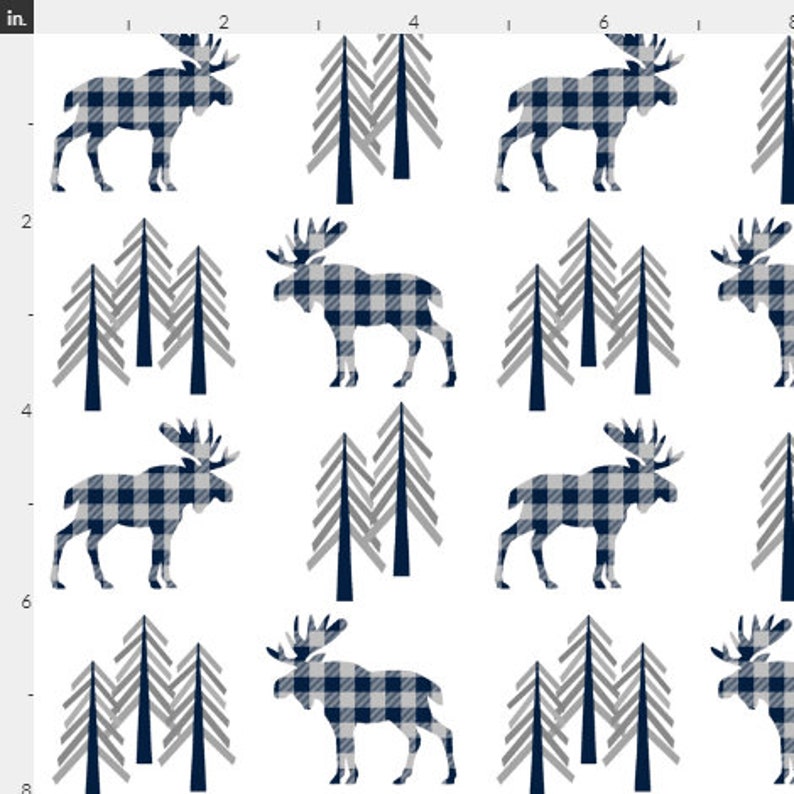 Woodland Moose Baby Fabric by the Yard Navy Gray Woodland Etsy