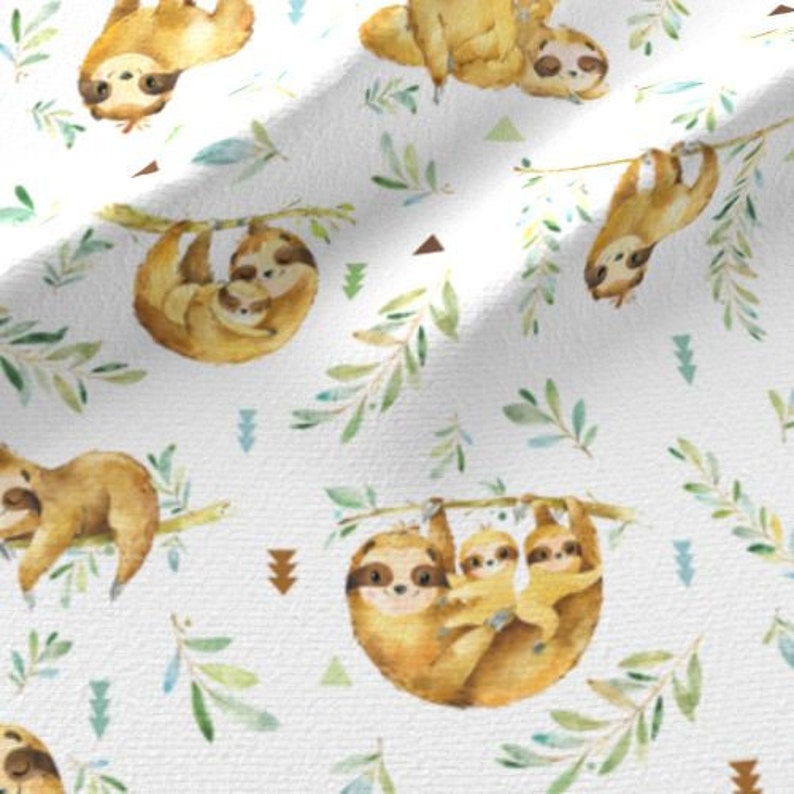 Sloth Fabric by the Yard Baby Sloth Cotton Fabric Sloth | Etsy