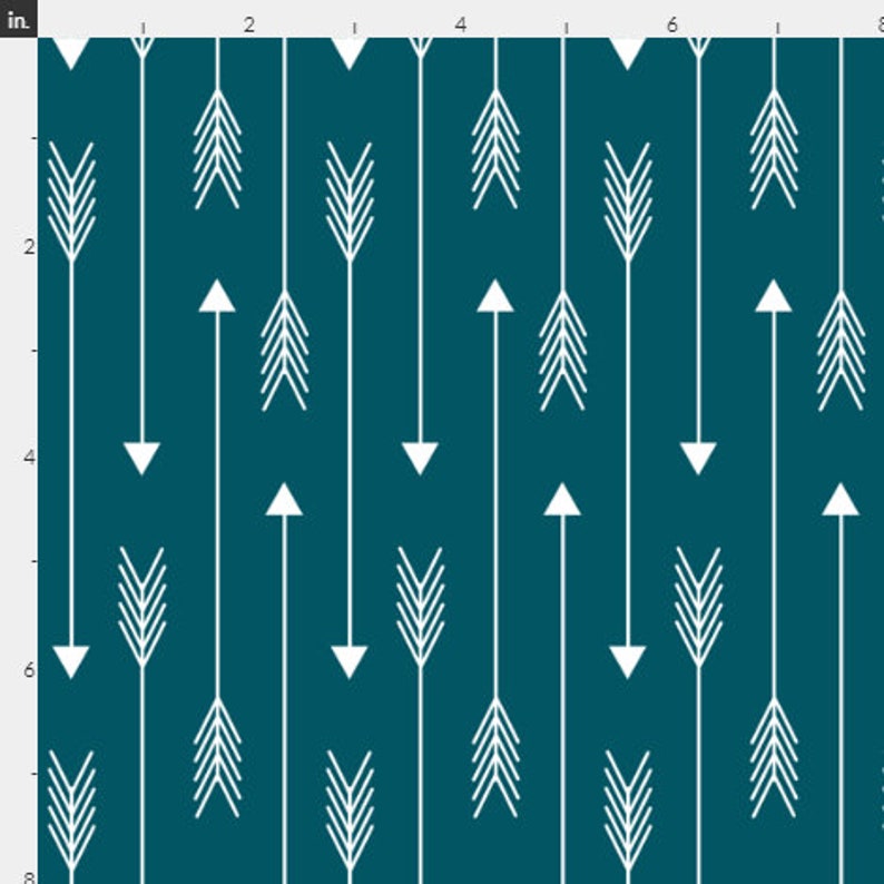 Teal Arrow Fabric Skinny White Arrows Fabric by the Yard or | Etsy