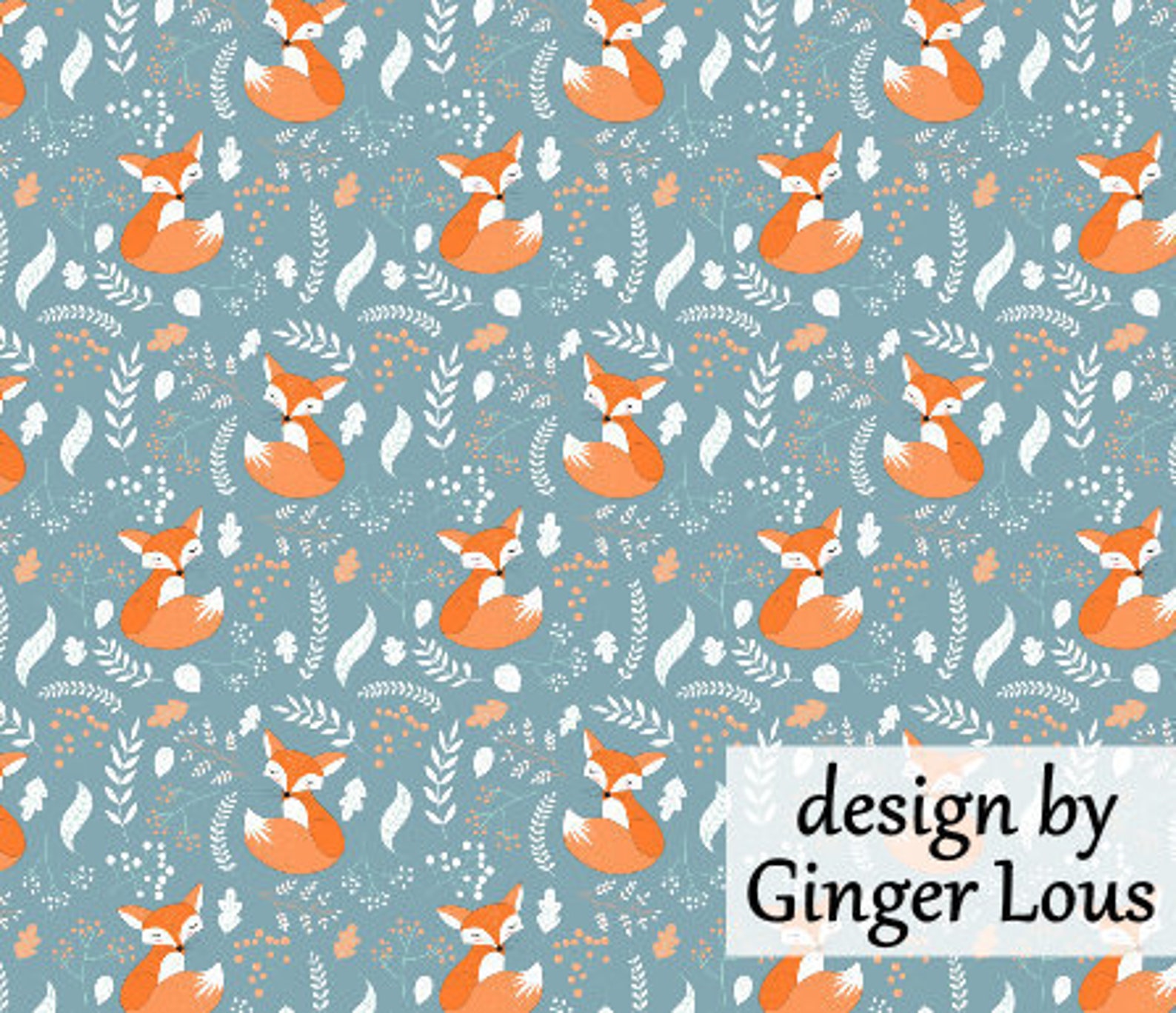 Sleeping Fox Fabric by the Yard Cotton Quilting Fabric Foxes Etsy