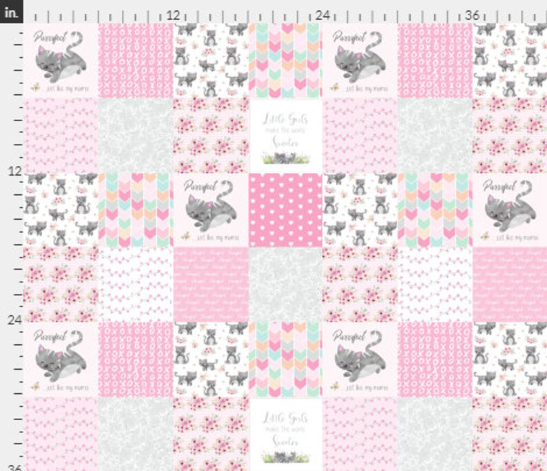 Baby Girl Quilt Fabric by the Yard Cotton Patchwork Cheater Etsy