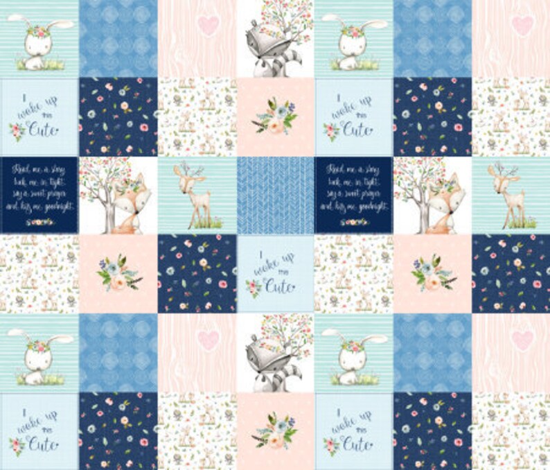 Woodland Nursery Patchwork Fabric Baby Quilt Fabric Woodland Etsy