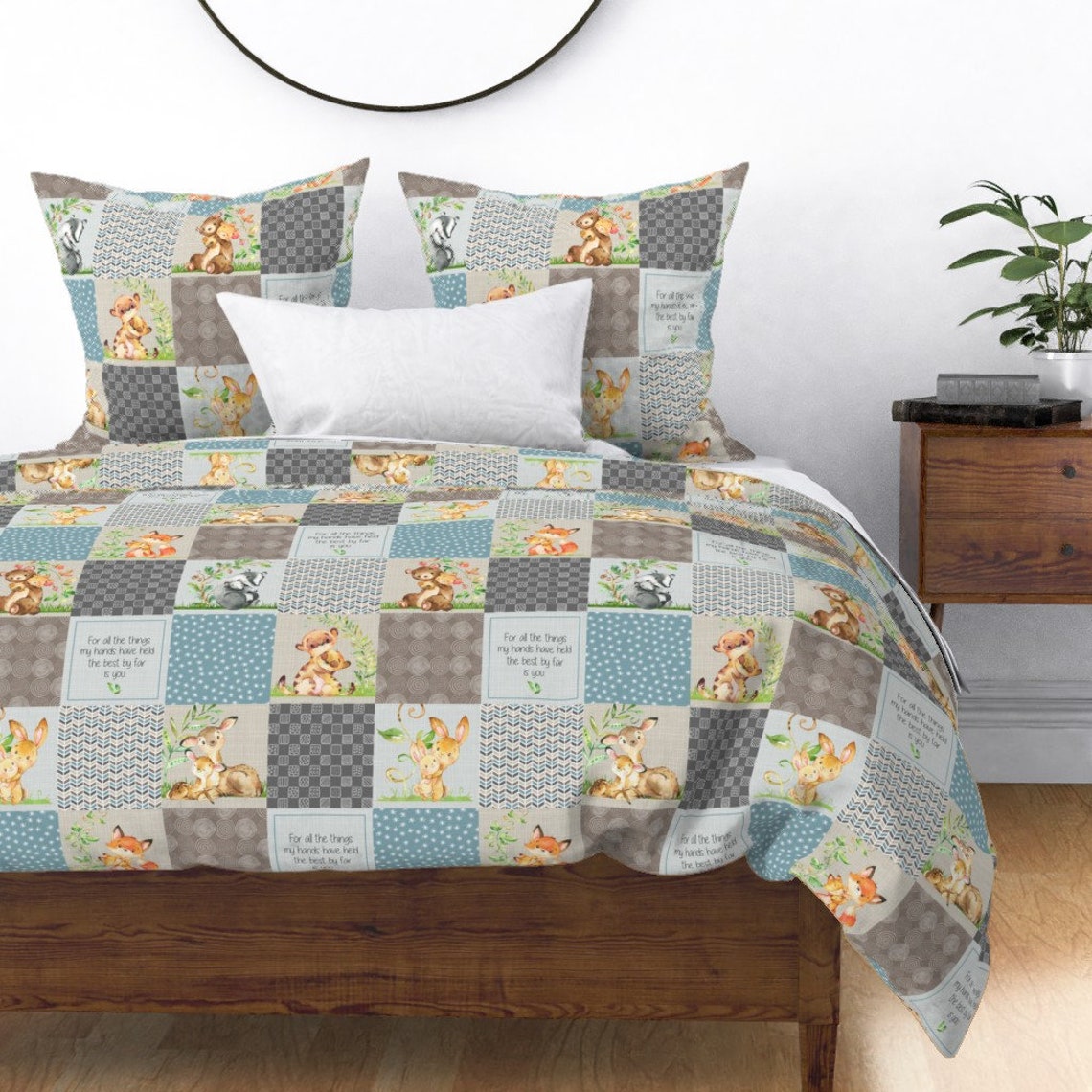 Animals Patchwork Nursery Quilt Fabric by the Yard Cheater Etsy