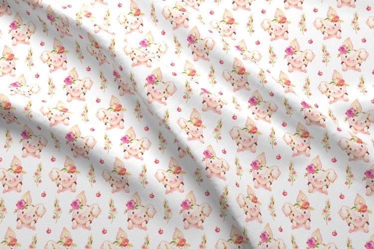 Cute Baby Girl Fabric Baby Pig Fabric Nursery Fabric Etsy