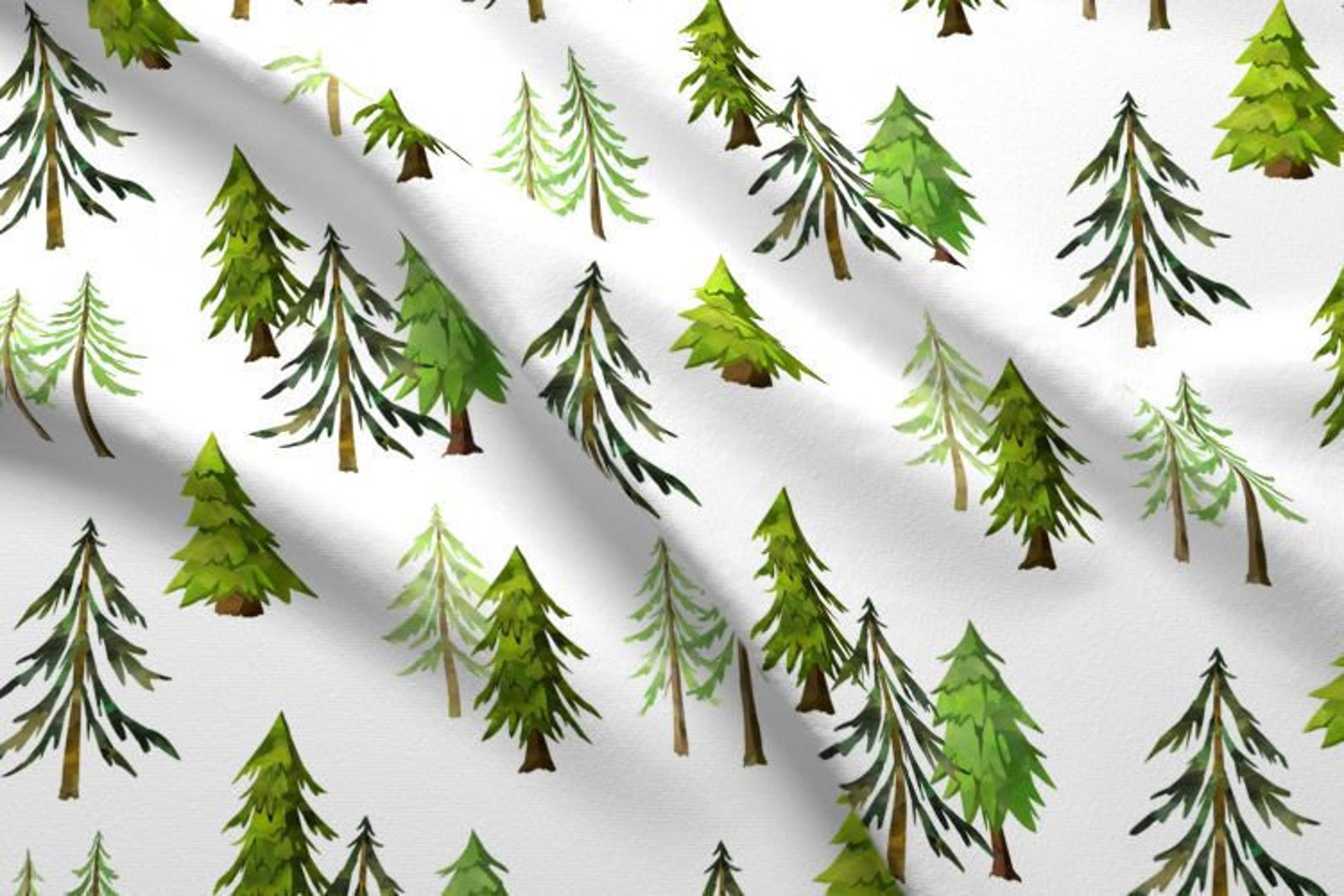 Forest Fabric by the Yard Cotton Pine Tree Fabric Woodland Etsy