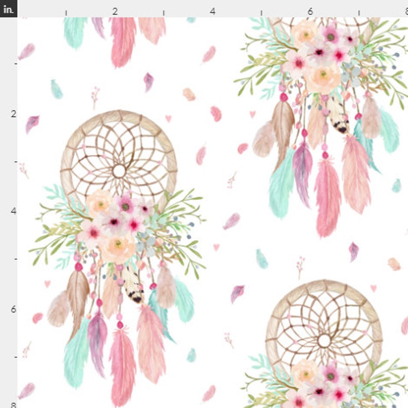 Medium Dream Catcher Fabric by the Yard Boho Cotton Quilting Etsy