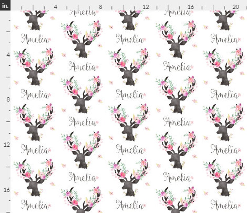 deer-personalized-fabric-custom-name-fabric-baby-girl-name-etsy