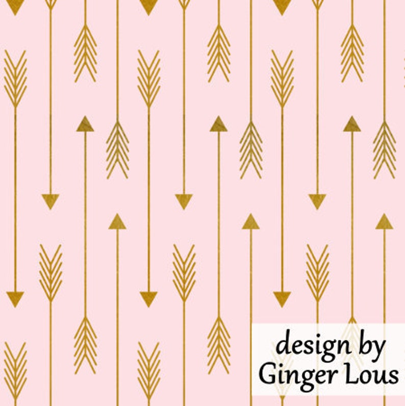 Baby Pink Arrow Fabric Skinny Gold Arrows Fabric by the Yard Etsy