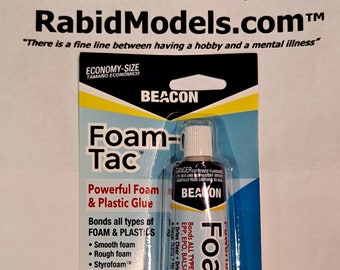 BEACON Foam-Tac Glue - 2oz TUBE - clear, fast, waterproof, Foam-Safe