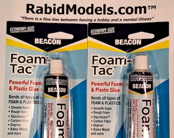 BEACON Foam-Tac Glue - purchase TWO x 2oz tubes - clear, fast, flexible, waterproof, Foam-Safe