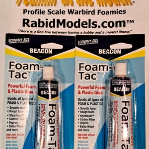 BEACON Foam-Tac Glue - purchase TWO x 2oz tubes - clear, fast, flexible, waterproof, Foam-Safe