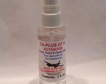 2 ounce CA Glue Accelerator (Kicker/Activator) FOAM SAFE spray (in aluminum bottle).  For all CAs