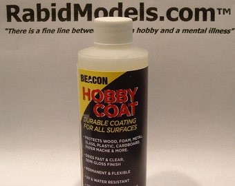 BEACON HOBBY COAT Flacon de 4 oz - Liquide de scellement/protecteur. Semi-brillant transparent, permanent et flexible. Séchage rapide !