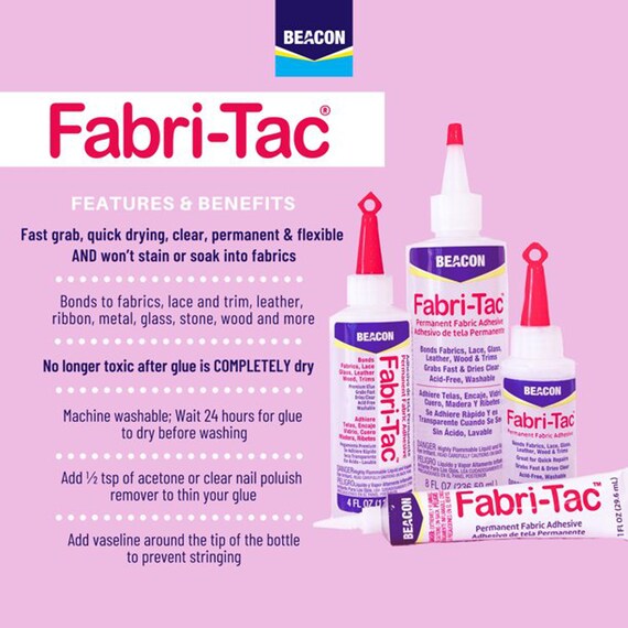 BEACON FABRI-TAC Glue 1oz Tube Clear, Fast-dry, Flexible Adhesive for  Fabric 