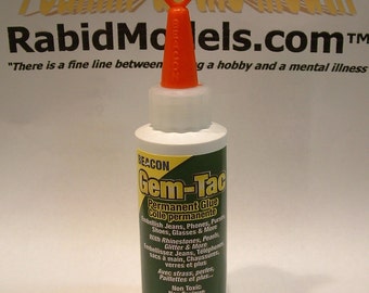 BEACON GEM-TAC Glue - handy 2oz bottle!  Water-based, foam-safe, dries clear, non-toxic