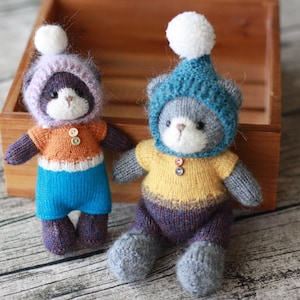 Bear knitting pattern,Knitted animal toy pattern, toy knitting pattern with removable clothes, instant download pdf file