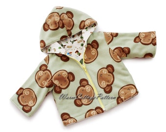 Baby jacket pattern sewing, toddler dress sewing pattern, hooded coat pattern, PDF files,9M, 12M, 18M, 2, 3Years
