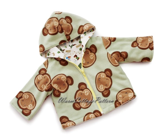 Baby jacket pattern sewing, toddler dress sewing pattern, hooded coat  pattern, PDF files,9M, 12M, 18M, 2, 3Years