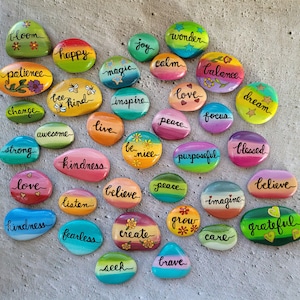 Inspirational Hand-Painted Rocks - Meditation and Affirmation Stones